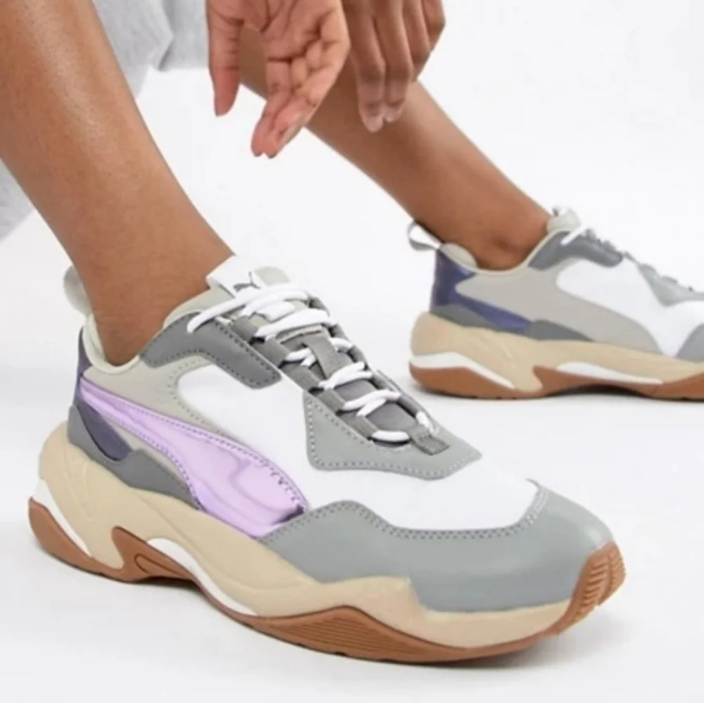 PUMA Running Sneakers Thunder Electric Chunky Grey Pink Leather Women's Sz‎ 6.5